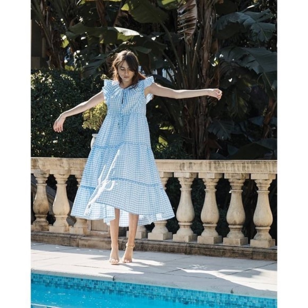 Ephemera Gingham Trapeze Maxi Dress - M/L